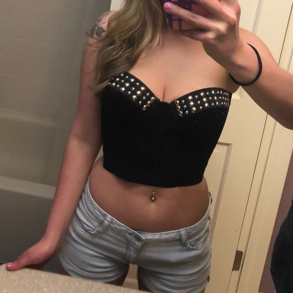 Black & Studded Cropped Corset/Bustier *MAKE OFFER